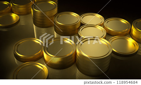 The gold coins on black background  for Business concept 3d rendering 118954684