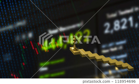 The Gold king chess on stair for Business concept 3d rendering. The Gold king chess on stair for Business concept 3d rendering. 118954696