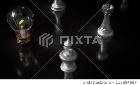 The light bulb and chess for idea or business concept 3d rendering. The light bulb and chess for idea or business concept 3d rendering. 118954697