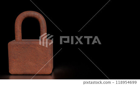 The Rusty lock for Cybersecurity or technology concept 3d rendering. The Rusty lock for Cybersecurity or technology concept 3d rendering. 118954699