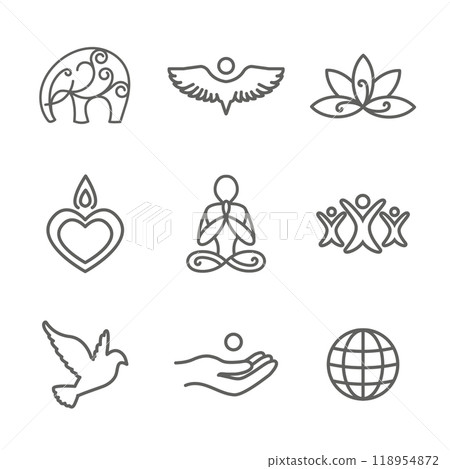 Zen Meditation Mandala Design Symbol Concept with Swirly Yoga Embellishments  118954872