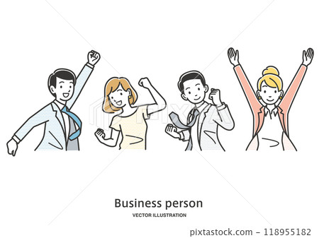 Male and female office workers with joyful teamwork Male and female office workers with joyful teamwork 118955182