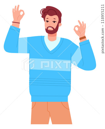 Positive man show ok gesture. Cheerful sign 118955211