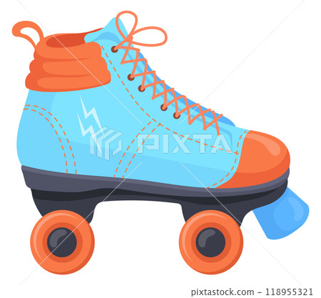 Colorful roller wheels cartoon icon. Retro skater footwear Colorful roller wheels cartoon icon. Retro skater footwear 118955321