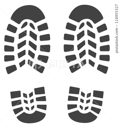 Footstep symbol. Two feet print black icon 118955327