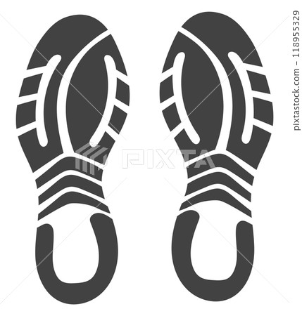 Human foot stamp. Shoe print step mark 118955329