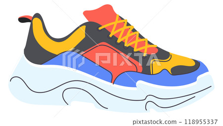 Activewear icon. Trendy sneaker. Fashionable sport shoe Activewear icon. Trendy sneaker. Fashionable sport shoe 118955337