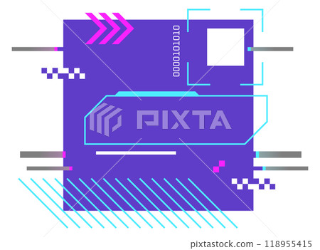 Neon cyber box template. Interface panel in futuristic tech style 118955415