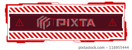 Attention scifi box. Futuristic red hud element 118955444