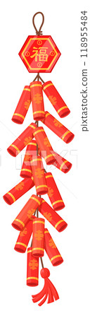 Festival firecrackers hanging. Chinese emblem explosive icon Festival firecrackers hanging. Chinese emblem explosive icon 118955484