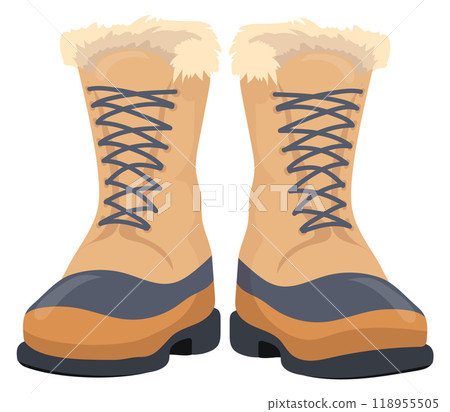 Trekking winter boots cartoon icon. Outdoor footwear 118955505
