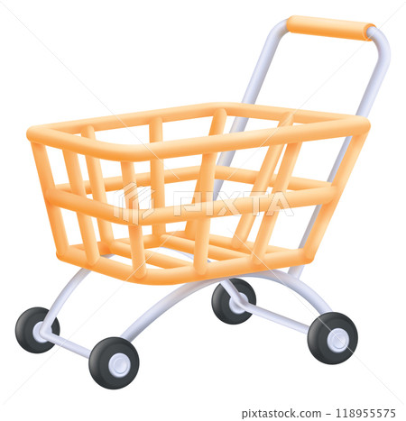 Supermarket cart in 3d render style. Grocery store symbol Supermarket cart in 3d render style. Grocery store symbol 118955575