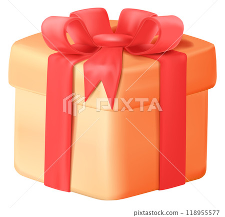 Gift box 3d render icon. Red ribbon present 118955577