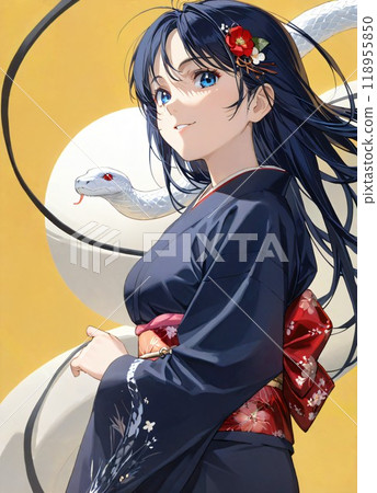 [新年賀卡]2025年新年賀卡插畫素材蛇年（AI圖像） 118955850