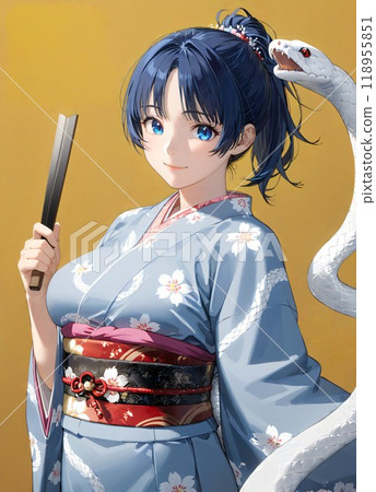 [新年賀卡]2025年新年賀卡插畫素材蛇年（AI圖像） 118955851