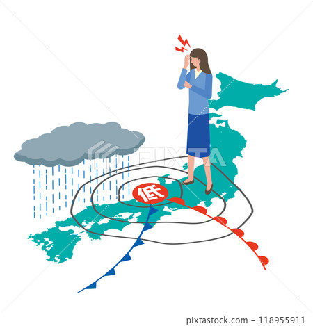 Woman feeling unwell due to low pressure 118955911