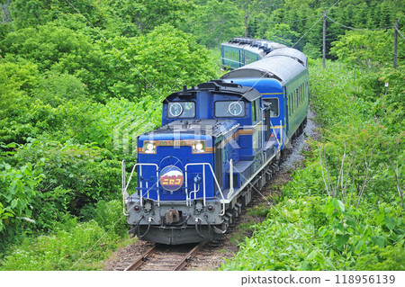 函館本線 蕨黑松內 JR 北海道 DD51-1142(函館)+24 系 +14 系(札幌)新雪谷 函館本線 蕨黑松內 JR 北海道 DD51-1142(函館)+24 系 +14 系(札幌)新雪谷 118956139
