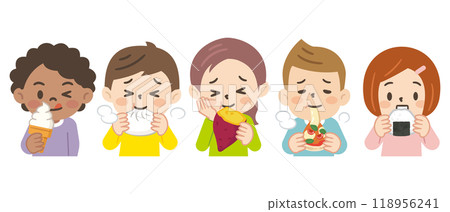 孩子們往嘴裡塞食物的插圖集 118956241