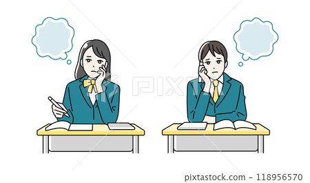男女高中生學習時擔心的插圖 男女高中生學習時擔心的插圖 118956570