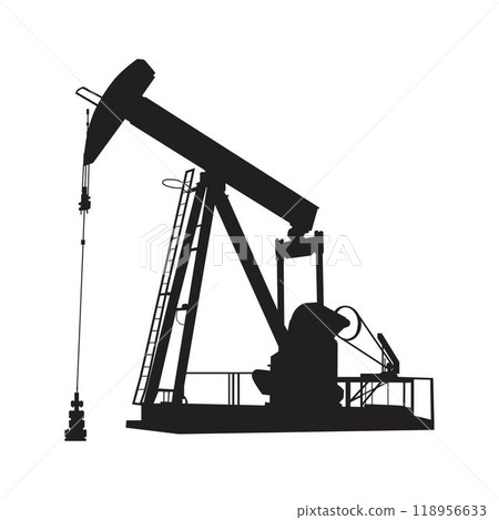 Oil pump jack Vector black silhouette 118956633