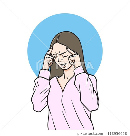 Cartoon Woman makes stress 118956638