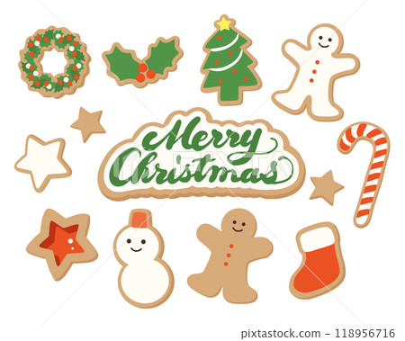 聖誕節薑餅乾向量插圖集 118956716