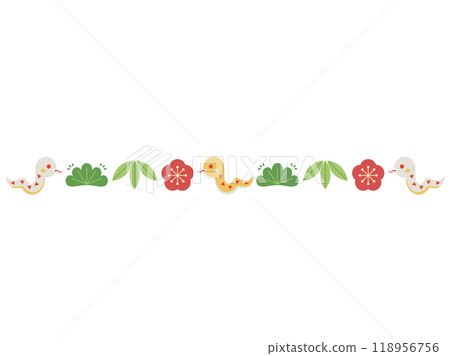 蛇年可用的松、竹、梅、蛇組合插畫 118956756