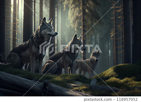 wolves, Wolf pack attacks, on the hunt 118957052