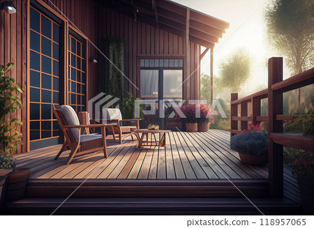a luxury modern house with her exotic wood terrace a luxury modern house with her exotic wood terrace 118957065