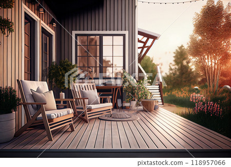 a luxury modern house with her exotic wood terrace a luxury modern house with her exotic wood terrace 118957066