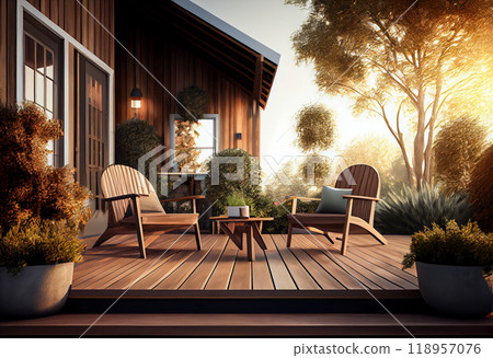 a luxury modern house with her exotic wood terrace a luxury modern house with her exotic wood terrace 118957076