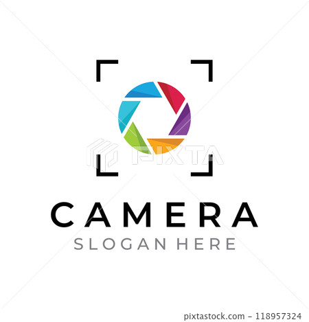 Photography camera logo, lens camera shutter, digital, line, professional, elegant and modern. Logo can be used for studio, photography and other businesses. Using vector illustration editing Photography camera logo, lens camera shutter, digital, line, professional, elegant and modern. Logo can be used for studio, photography and other businesses. Using vector illustration editing 118957324