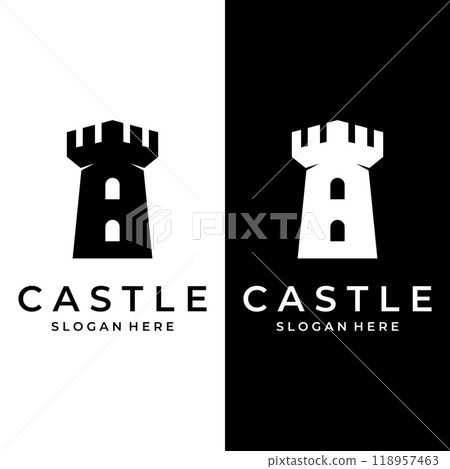 Antique castle logo template creative design, Historical ancient castle.Logos for businesses and museums. Antique castle logo template creative design, Historical ancient castle.Logos for businesses and museums. 118957463