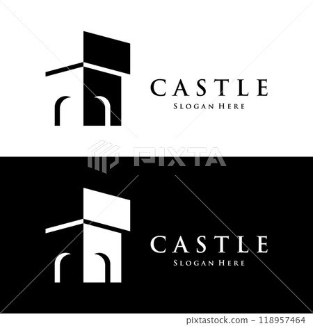Antique castle logo template creative design, Historical ancient castle.Logos for businesses and museums. Antique castle logo template creative design, Historical ancient castle.Logos for businesses and museums. 118957464
