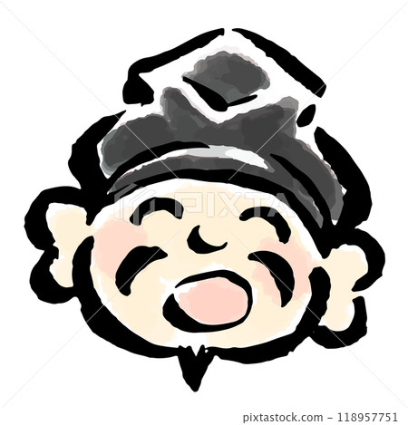 微笑的惠比壽天（僅臉部）刷觸手繪插圖 118957751