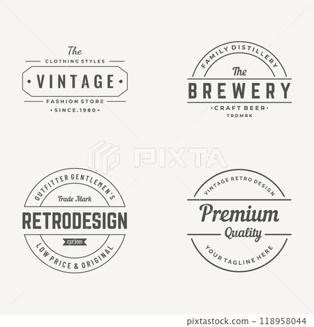 Retro hipster typography Elements Template for clothes shop, cafe, beer shop,restaurant,business,label,poster,vintage brand. 118958044