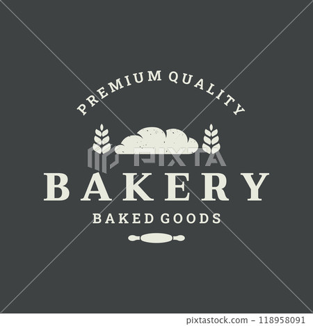 Retro wheat bread logo design template. Badge for bakery, home made bakery, restaurant or cafe, patisserie, business. 118958091