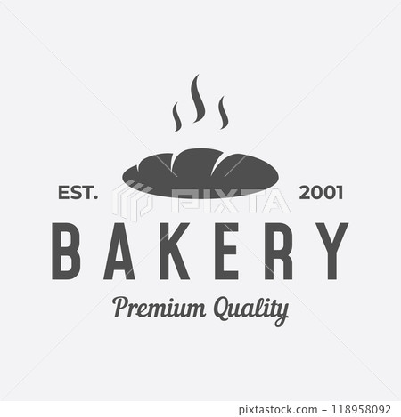 Retro wheat bread logo design template. Badge for bakery, home made bakery, restaurant or cafe, patisserie, business. 118958092