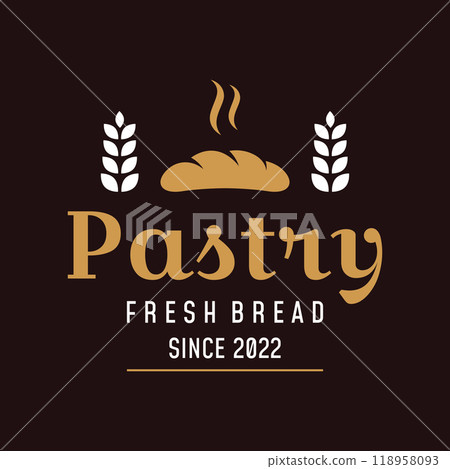 Retro wheat bread logo design template. Badge for bakery, home made bakery, restaurant or cafe, patisserie, business. 118958093