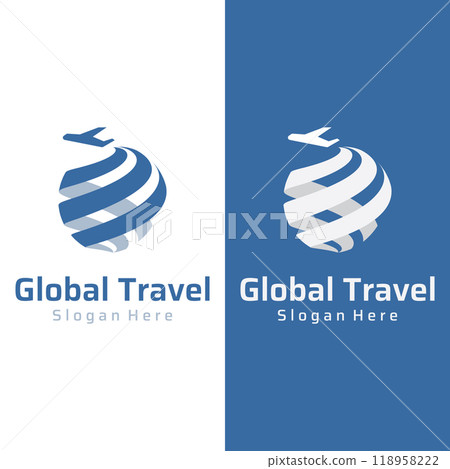 Airline ticket agency logo template design,vacation,traveling in summer isolated on background.logo for business,brand,agency and travel. 118958222