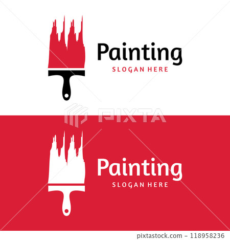 Abstract paint brush and house paint logo template creative design.With brush sign and modern brush strokes in colorful colors.Logo for business,paint company and paint shop. Abstract paint brush and house paint logo template creative design.With brush sign and modern brush strokes in colorful colors.Logo for business,paint company and paint shop. 118958236