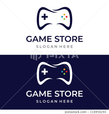Game stick or gamepad creative design template logo,joystick.Logo for game shop .game company. video game. game online. 118958291