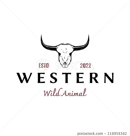 Longhorn bull, cow and buffalo vintage logo template. for badges, restaurant, business. 118958382