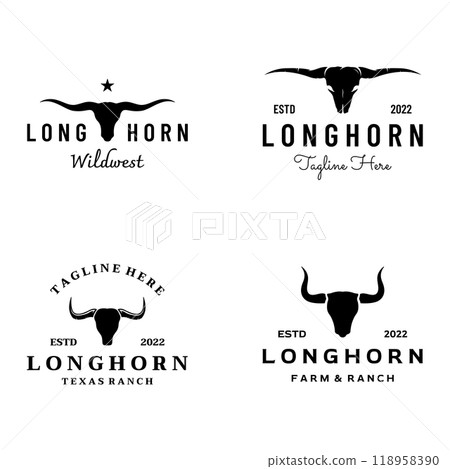 Longhorn bull, cow and buffalo vintage logo template. for badges, restaurant, business. Longhorn bull, cow and buffalo vintage logo template. for badges, restaurant, business. 118958390