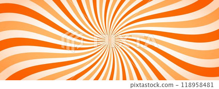 Caramel candy sunburst background. Salted caramel ice cream sunbeams design wallpaper. Orange nougat desert pattern for template, banner, poster, flyer. Sweet rotating cartoon rays and beams. Vector Caramel candy sunburst background. Salted caramel ice cream sunbeams design wallpaper. Orange nougat desert pattern for template, banner, poster, flyer. Sweet rotating cartoon rays and beams. Vector 118958481
