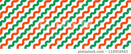 Christmas seamless pattern. Red and green diagonal wave stripe background. Candy cane repeating decoration wallpaper. Winter holiday gift backdrop. Christmas peppermint present wrapping print. Vector 118958483