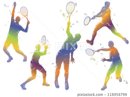 網球剪影例證集合 網球剪影例證集合 118958799