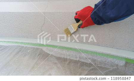 外牆塗料固化 | 用遮蔽劑固化地板後塗裝外牆 外牆塗料固化 | 用遮蔽劑固化地板後塗裝外牆 118958847