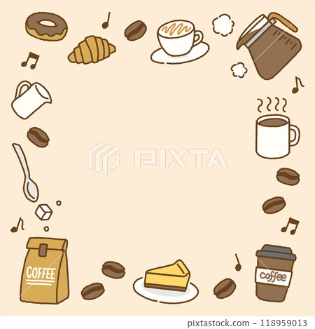Coffee break cute icon background material square Coffee break cute icon background material square 118959013