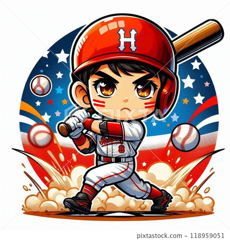 想要擊出全壘打的棒球男孩 想要擊出全壘打的棒球男孩 118959051
